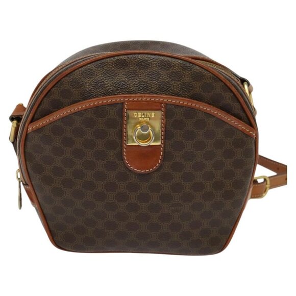 CELINE Macadam Canvas Shoulder Bag PVC Leather Brown Gold Auth - Picture 9 of 16